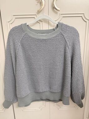 Altar'd State Soft Light Gray Bouclé Crewneck Sweater